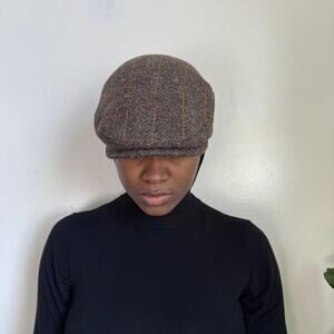 Vintage Donegal tweed flat cap Hatman of Ireland 100% wool tweed size L